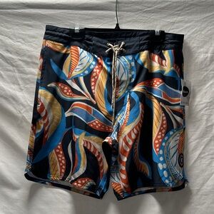 Eidon Vibrant Men's Swim Board Shorts - Blue and Orange